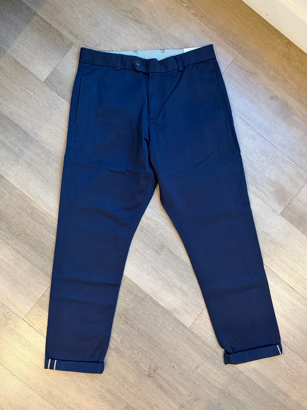 Brooks Brothers Slim Chinos (NWT, Blue Stripe, 32x30)